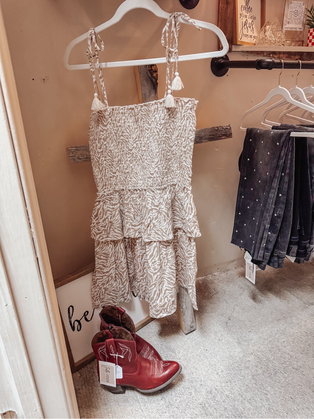 Zebra tan and white dress